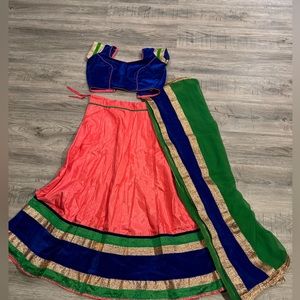 Pink blue green choli